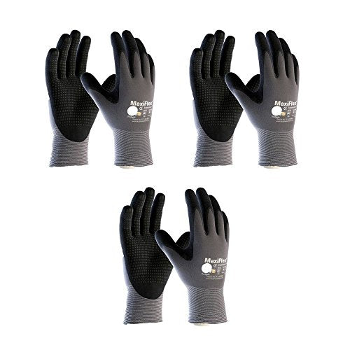 PIP G-TEK Maxi Flex Endurance 34-845 Seamless Knit Coated Gloves Pair, Small/X-Large, 3 Piece