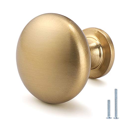 NIZADO 12 Pack Warm Gold Aged Brass Cabinet Knobs - Champagne Bronze Drawer Pulls, 1-1/5" Diameter