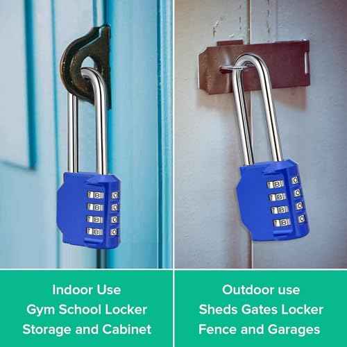 3.2 Inch Ultra Long Shackle Resettable Combination Padlock, 4 Digit Set Your Own Combination Combo Lock Outdoor for School Gym Employee Locker Lock, Hasp Storage, Fence Gate, Toolbox - 2 Pack
