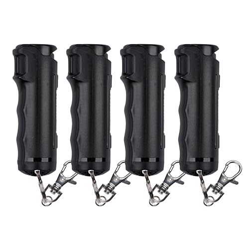 SABRE Pepper Spray with Fast Flip Top, Maximum Police Strength OC Spray, Key Ring for Easy Carry and Fast Access, Finger Grip for More Accurate and Faster Aim, 0.54 fl oz, Secure and Easy to Use