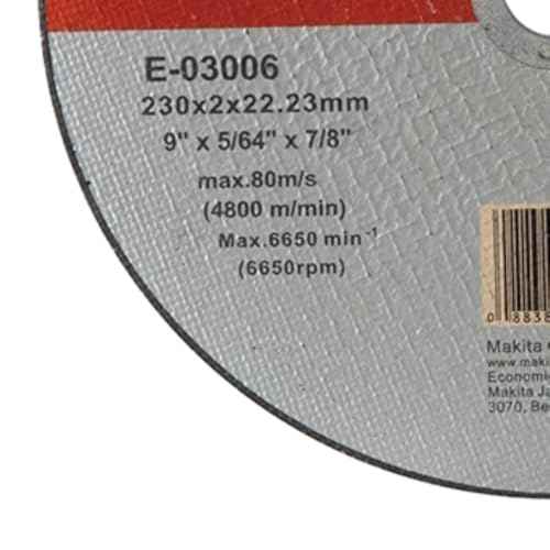 Makita E-03012 9" x .079" x 7/8" INOX Thin Cut-Off Wheel, 36 Grit