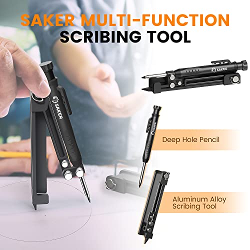 Saker Aluminum Scribing Tool 5.5 Inch - Multi-Function Marking Gauge