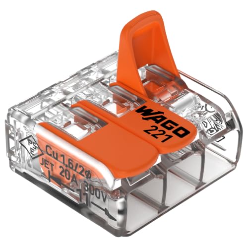 WAGO 221-413 Lever-Nuts 3 Conductor Plastic Compact Splicing Connectors Box of 50