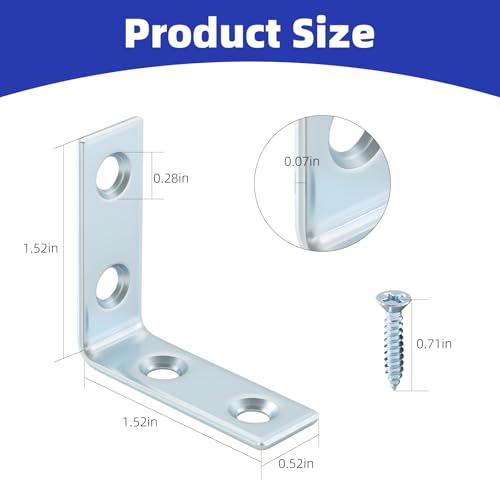 Zinc-Plated 1.5-Inch L Brackets - 40 Pack Metal Corner Reinforcement Braces