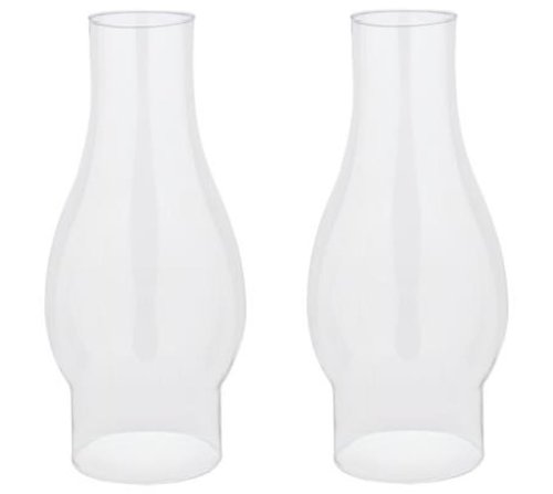 Ciata Oil Lamp, Glass, Victorian Hurricane Chimney Lamp Globe Replacement, 8-1/2 Inch Handblown Clear Glass Chimney Lamp Shade with 3 Inch Fitter and 4 Inch Bulge - 2 Pack