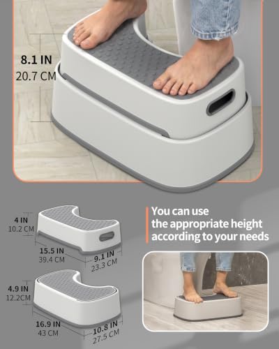 MR.SIGA Toilet Stool Squat Bathroom Foot Rest - Off-White & Dark Gray