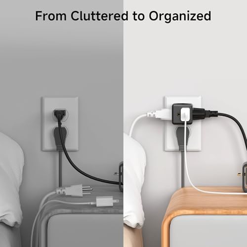 [ETL Listed] Cable Matters 3-Pack Black Wall Outlet Adapter, 3-Outlet, 90° Design
