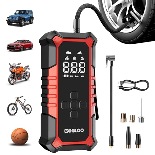 GOOLOO A6 Gear Portable Tire Inflator Red 160 PSI 7500mAh Cordless Air Compressor