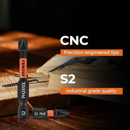 12-Piece Phillips Bits #2 Impact Magnetic, S2 Steel, 1 2 3 4 5 6 Inch Long 2 Phillips Bits Set, 1/4 Hex Shank Phillips Head Drill Bits