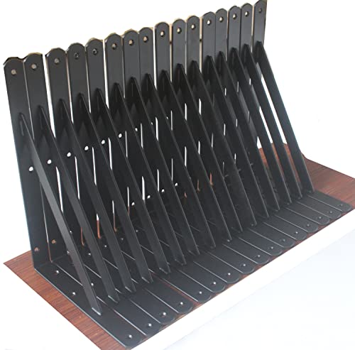 MHMYDZ 12 Pack Heavy Duty Black Shelf Brackets 12 x 8 Inches with Screws