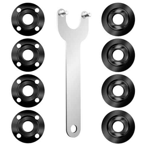 Angle Grinder Attachments 9PCS Nut Grinder Angle Grinder Wrench Kits 5/8-11 Flange Metal Lock Nut Compatible with Dewalt Milwaukee Makita193465-4 Metabo Bosch 4.5" 5" Grinder Parts