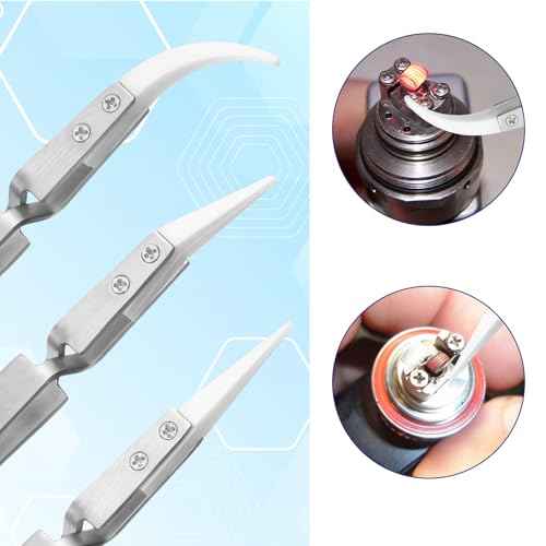 6 Pcs Precision Ceramic Reverse Solder Tweezers Non-Conductive Heat Resistant Tweezer for Crafting Anti-Magnetic Pointed and Curved Tip Tweezer for Soldering Jewelry Pinching Coils While Firing Silver