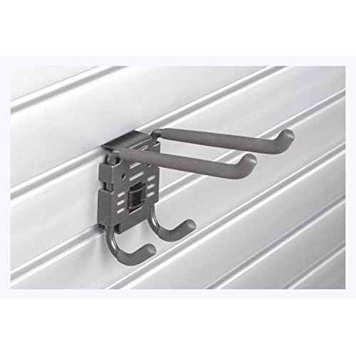 HandiWall Double Utility Hook with Locking Bracket for Tool Storage on Garage Slatwall Panels
