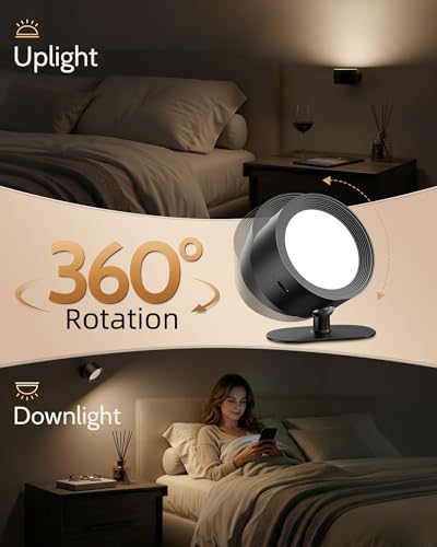 AMETHEUS Black Rechargeable Magnetic Wall Sconce with Remote - 2 Pack