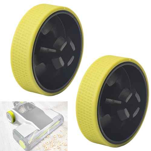 2 Pack Upgraded Replacement Cordless Vacuum Cleaner Wheels for Ryobi PCL720K PBLSV716K Vacuum Cleaners, Silicone Wheel Base, Anti-slip Noise Reduction - Green