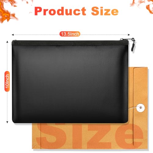 Fireproof Waterproof Document Bag 13.5 x 10 Inches for Safe Storage