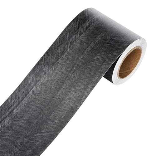 YENHOME 3"X590" Bathroom Mirror Frame Border Peel and Stick Wall Borders Peel and Stick Black Wood Wallpaper Border for Kitchen Bedroom Bulletin Board Wood Grain Tape Trim