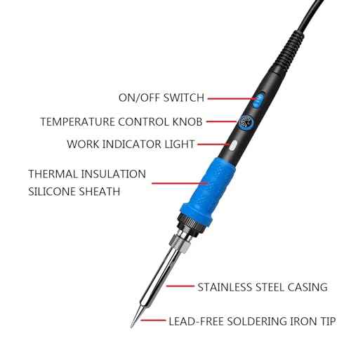 Soldering Iron Kit, Digital Multimeter Kit, Multi Tester, Voltage Tester, Measures AC/DC Voltage, Current, Resistance/Continuity/Diode/Triode. Solder Iron, Adjustable Temperature (Red)