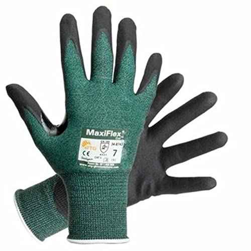 MaxiFlex 34-8743 Cut Resistant Nitrile Coated Work Gloves with Green Knit Shell and Premium Nitrile Glove