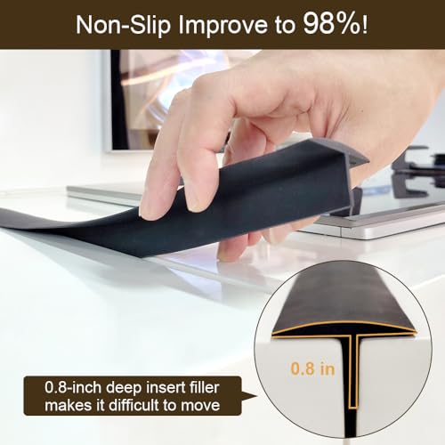 Gosmol 30-Inch Silicone Stove Gap Cover - 2 Pack, Black