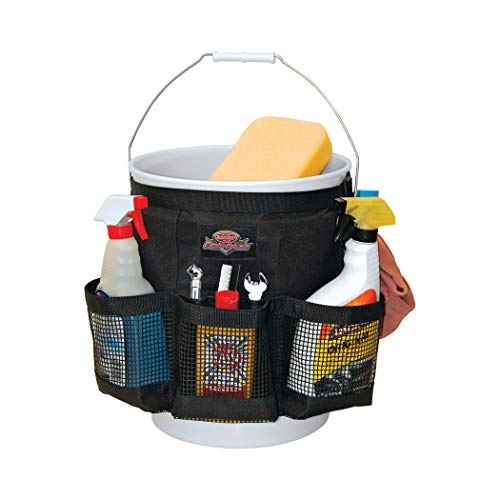 Bucket Boss Auto Boss Wash Boss Organizer for a 5 Gallon Bucket, with Fast-Drying, Exterior Mesh Pockets for Car Supplies, Allowing for Soap and Water in the Bucket, in Black, AB30060