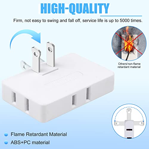 Romeda 3-Pack White Flat Wall Outlet Extenders Foldable 3-Way Adapter for Home & Travel