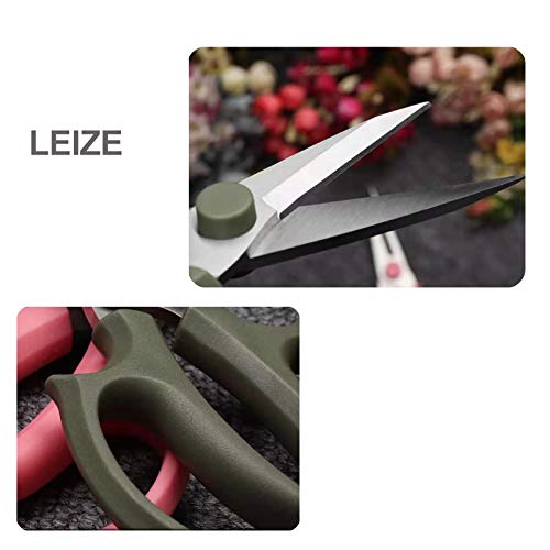 Leize Flower Scissors Grey Green Slender - Premium Stainless Steel Floral Shears for Pruning