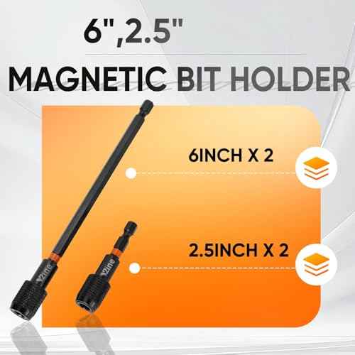 4Pcs Magnetic Quick Release Bit Holder Adapter: 2Pcs 6inch + 2pcs 2.5inch Long Drill Bit Extension for Impact Driver