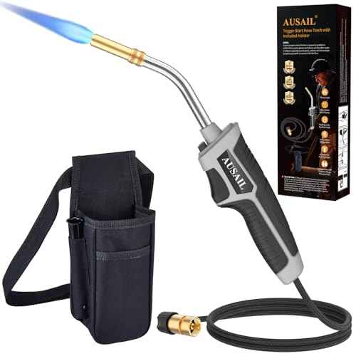 Propane Torch Kit,Mapp Gas Torch with Included Holster,Trigger Start 5' Long Hose Torch,Adjustable Flame Map Gas Torch Kit,Brazing Torch Kit,Soldering Torch for Welding Soldering Brazing