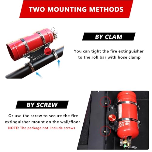 ZHILXN Black Aluminum Quick Release Fire Extinguisher Mount for UTV & Jeep Roll Bar