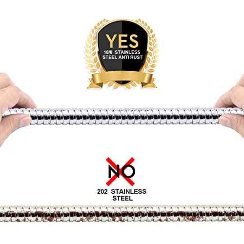 Shower Hose, 79 Inches Extra Long Stainless Steel Handheld Shower Head Hose with Brass Insert and Nut - Durable and Flexible(Chrome)