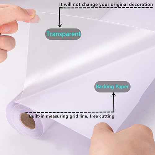 practicalWs 17.7In¡¿118In Clear Wallpaper Transparent Kitchen Backsplash Protective Contact Paper Removable Clear Wall Protector Oil Proof Waterproof Sticker Easy to Clean