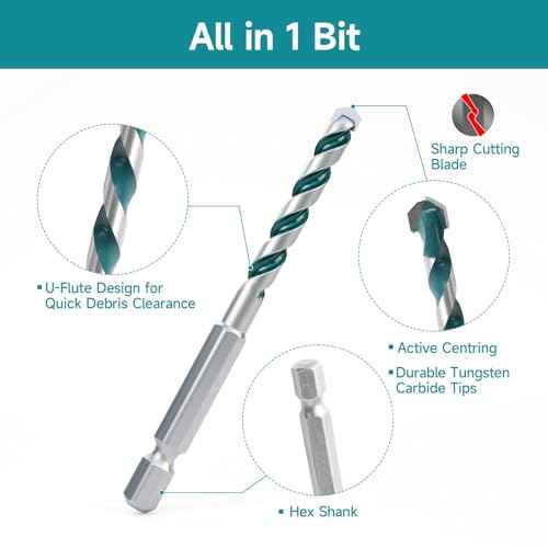 Concrete Drill Bit Set, Carbide Brick Drill Bit, Cement Drill Bit Set for Impact Driver, Tools for Brick Concrete Stone Metal Wood Plastic