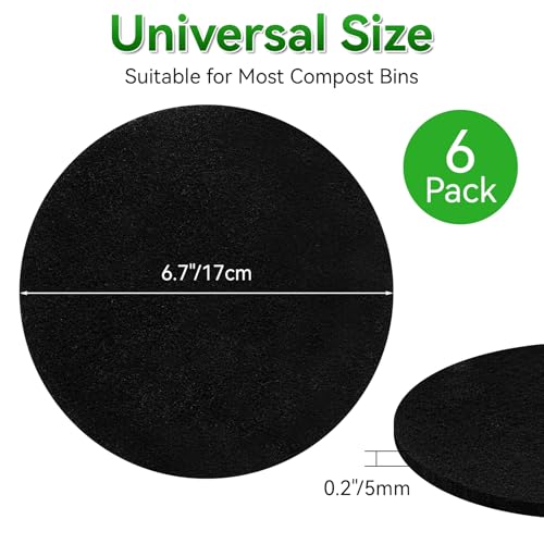 12 Pack 6.7 Inch Charcoal Filter for Kitchen Compost Bin Countertop Bucket