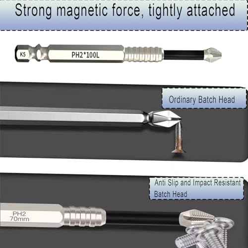 9pcs Strong Magnetic Screwdriver Drill Bit Set, Durability Screwdriver Drill Bit Set, Anti-Slip Magnetic Electric Screwdriver Set, 25 50 65 70 75 90 100 120 150mm