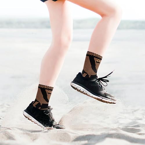 Copper Ankle Brace Copper Infused Support for Men & Women (Pair), Best Ankle Compression Sleeve Socks for Plantar Fasciitis, Sprained Ankle, Achilles Tendon, Pain Relief, Recovery