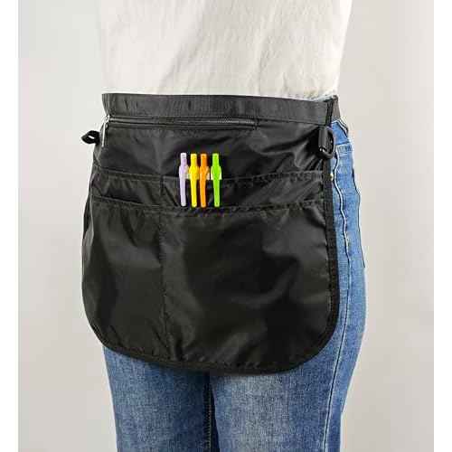 Waterproof Server Apron for Women with 5 Pockets,Quickly Put on and Take off Waitress Aprons,Work Apron for Bartender Barista