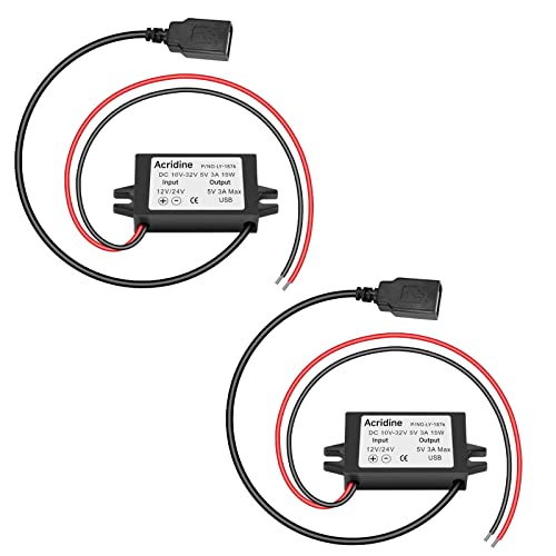 Acridine 2-Pack 12V/24V DC to 5V 3A USB Converter Buck Module - Listing 2