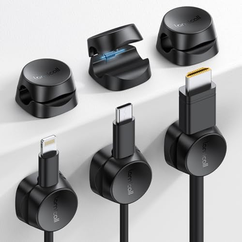 Lamicall 6-Pack Cord Organizer Clips Black Spring Cable Holders Desk Accessories