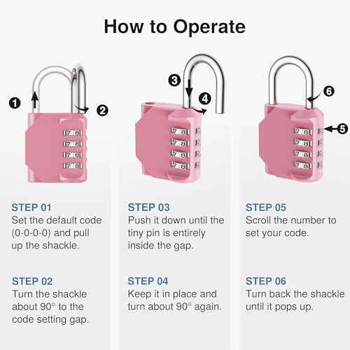 Puroma Combination Lock 4 Digit Waterproof Locker Locks Secure Outdoor Padlock for Gym Lockers, Toolboxes, Gates, Fences, Storage, Sports Locker, Cabinets (Rose Pink)