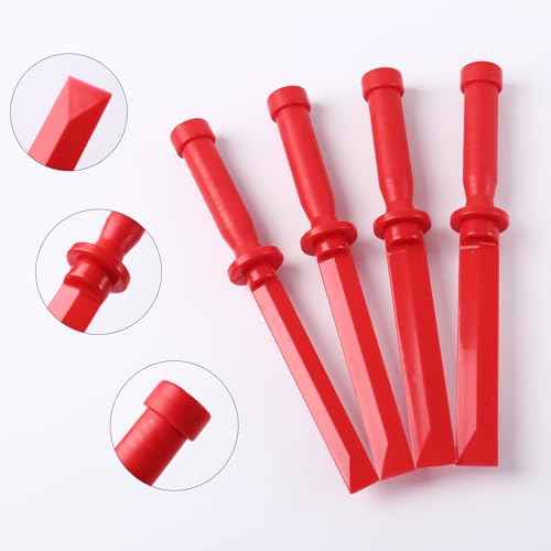 Plastic Razor Blade Scraper - 4-Piece Plastic Scraper Chisel Set, 3/4" to 1-1/2" Widths, Chemical Resistant No-Marring Tool for Adhesives and Paint Removal