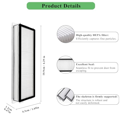 4 Pack Replacement HEPA Filters Compatible with Roborock Qrevo Master, Qrevo Slim,Saros Z70 Robot Vacuum Cleaner, Washable High-Efficiency Vacuum Filters Accessories