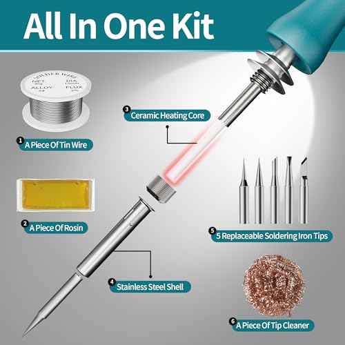 Cordless Soldering Iron Kit for Makita 18v Battery,Portable 60W Soldering Iron Station Kit with Electric Charge Display with 5pcs Tips,Solders Wire and Rosin,for DIY,Repair(Battery Not Included)