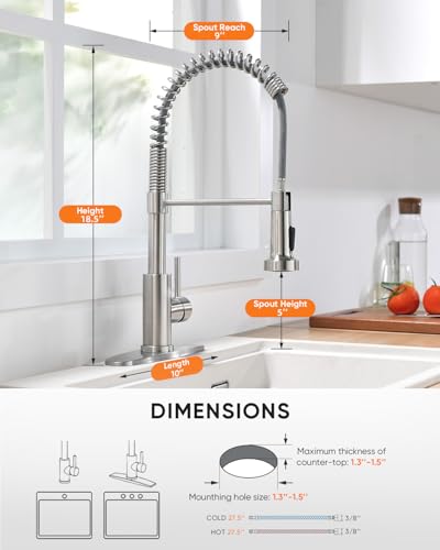 OWOFAN Brushed Nickel Kitchen Faucet with Pull Down Sprayer - Classic Model, Easy DIY Installation