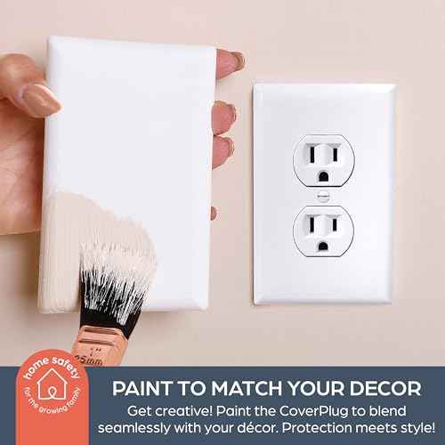 Dreambaby CoverPlug Paintable Outlet Plug Cover for Baby Safety -Electrical Wall Plate Socket Guard Protector (4 Pack)