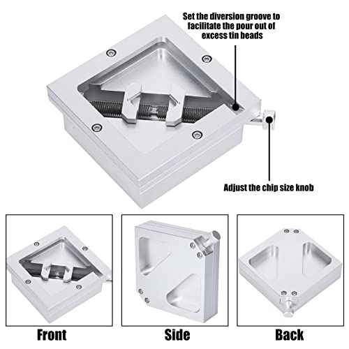 Adjustable BGA Reballing Station Kit HT-90 Aluminum Alloy Stencil Holder for Laptop CPU Phone Repair Diagonal Solder Ball Jig with Drainage Channel 9-43mm