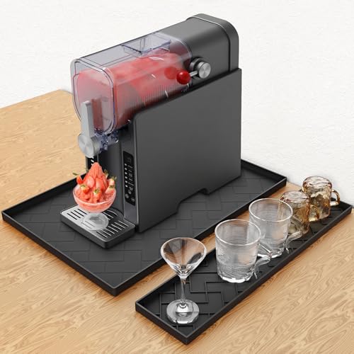 Beenxmyy Black Silicone Mat 22.5"x15" for Ninja Slushie & Creami Machines, Removable 0.7" Edge Guard