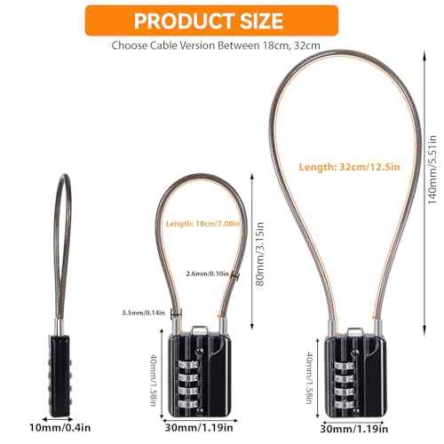 SEPOX¢ç Compact Design Twins Resettable 4-Digit Combination Padlock, Extra Long Cable ? Personalized Password, Durable Vinyl Steel Cable, Multipurpose Lock for Suitcase, Gym Lockers, Toolbox ? Black