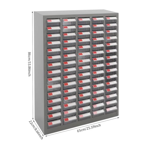 SAHUANIYE 75-Drawer Parts Cabinet, Bolt & Nut Tool Storage Organizer, Cold-Rolled Steel Grey