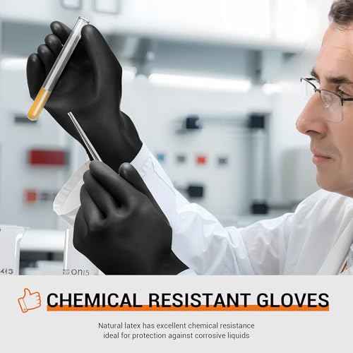 ThxToms Heavy Duty Latex Gloves,Chemical Resistant Gloves,Puncture Resistant, Resist Acid,Oil,Alkali, Waterproof for Industrial Cleaning,Gardening,14", 1 Pair